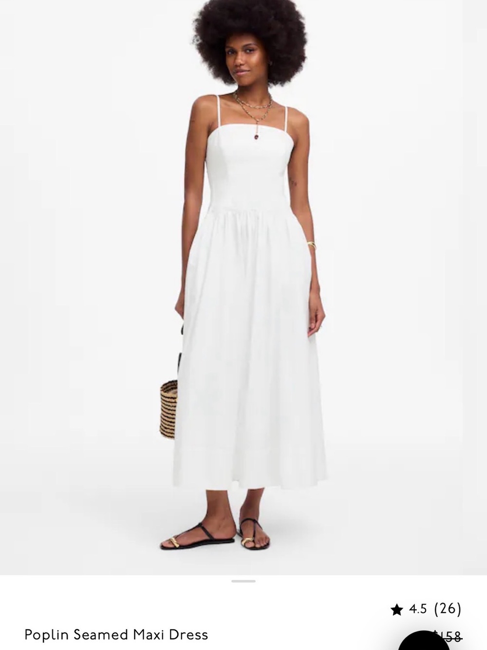 Madewell White Poplin Spaghetti-Strap Maxi Dress - Picture 1 of 6